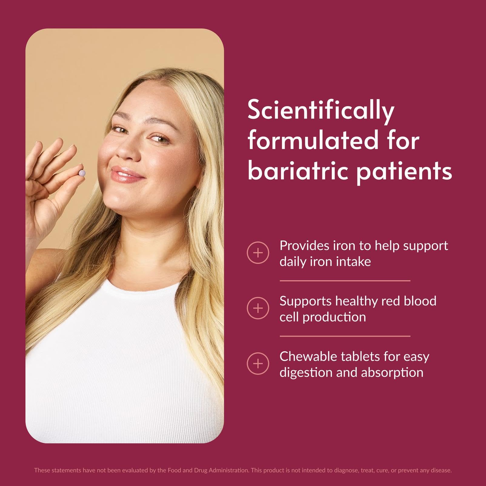 Bariatric Advantage tableta masticable detalle fácil de consumir
