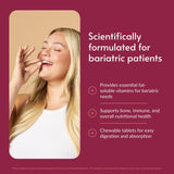Bariatric Advantage primer plano de textura de la tableta que facilita masticar y disolver
