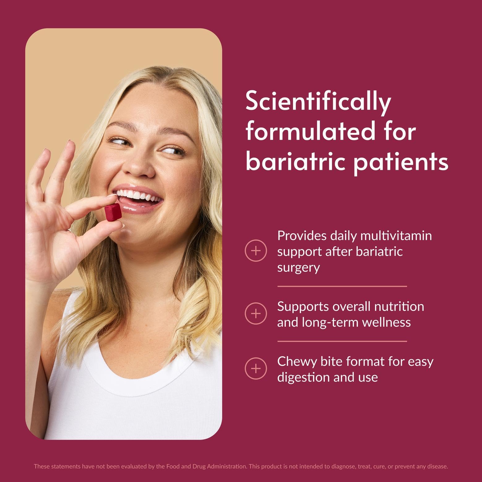 Bariatric Advantage textura del multivitamínico masticable con aspecto blando y buen sabor