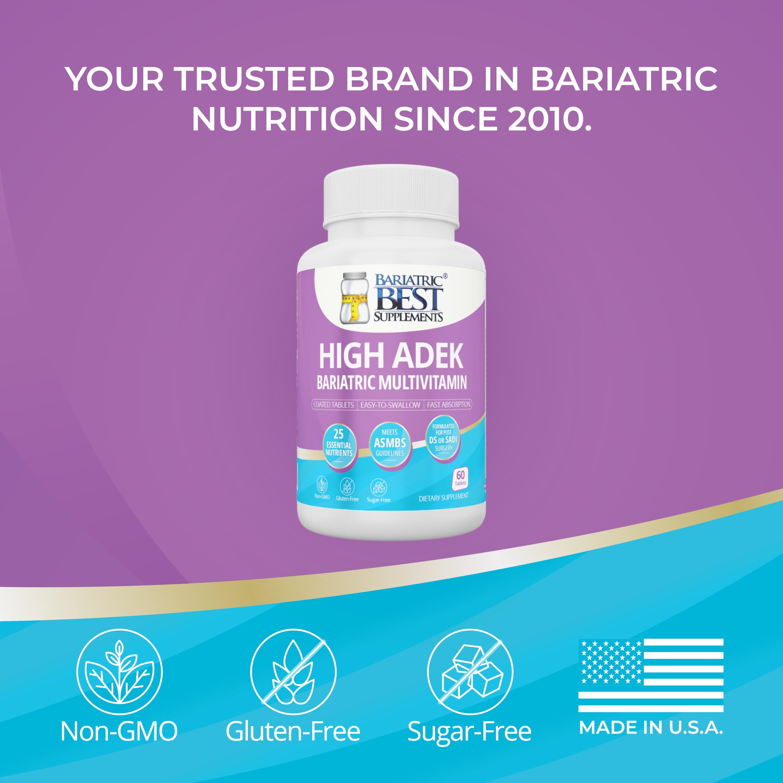 Bariatric Best Supplements vista lateral de botella que resalta presentación y seguridad de sello