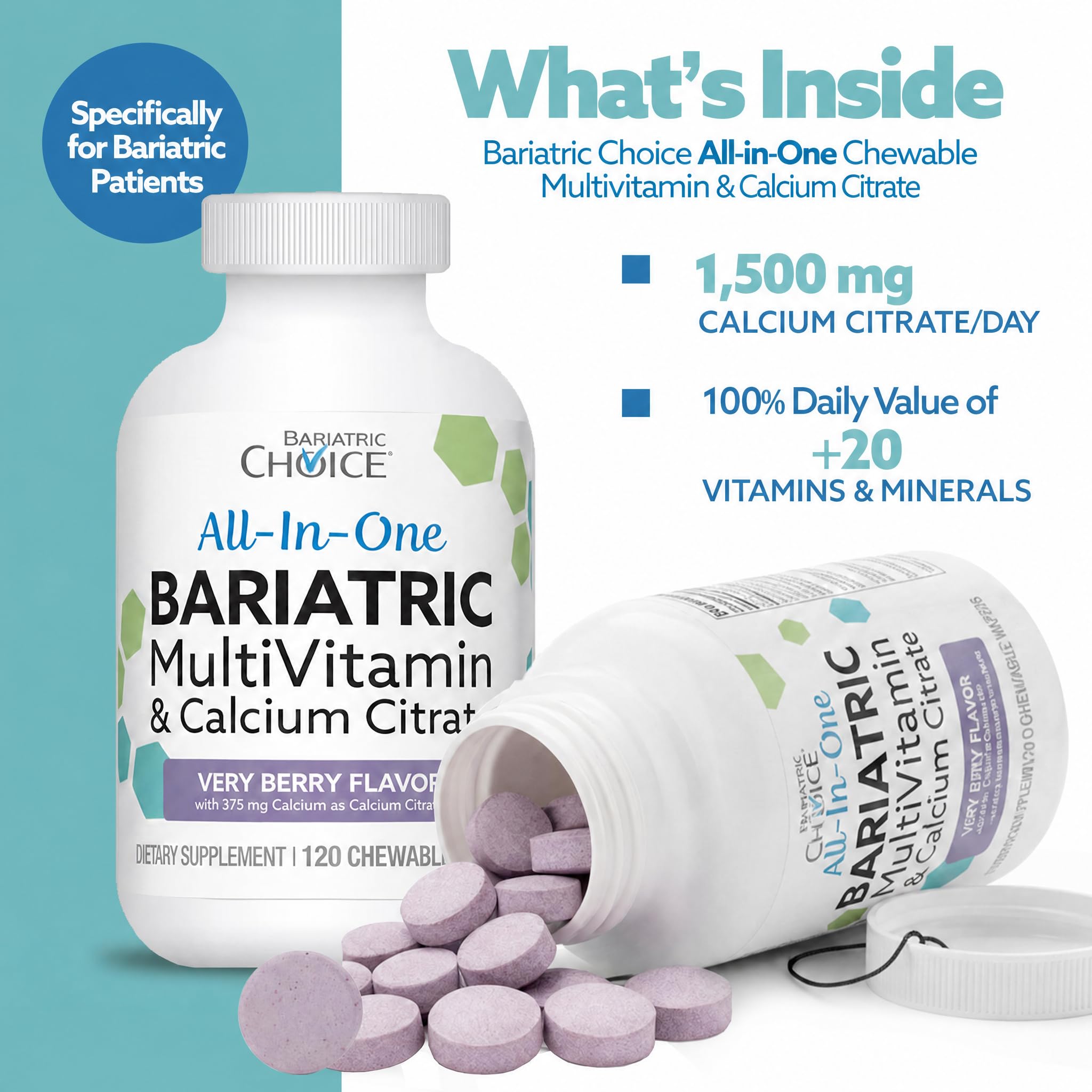 Bariatric Choice etiqueta con ingredientes y dosificación clara y confiable