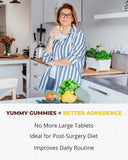 Bariatric Food Expert comparación de tamaño de gomita con moneda para escala