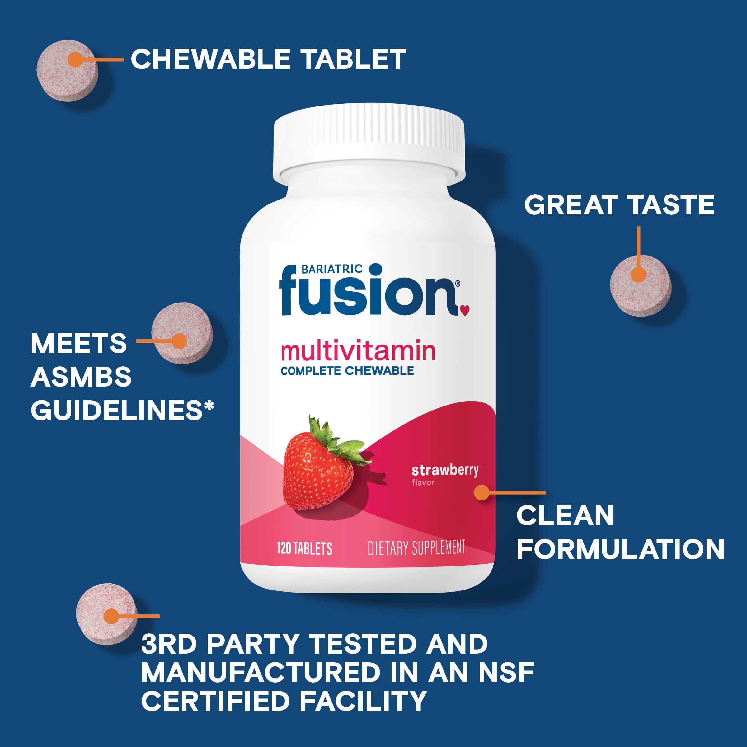 Bariatric Fusion botella abierta con tabletas listas para tomar