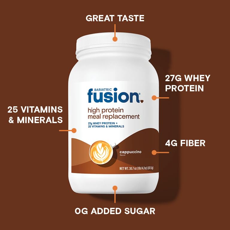 Bariatric Fusion batido cappuccino servido listo para beber apoyo proteico