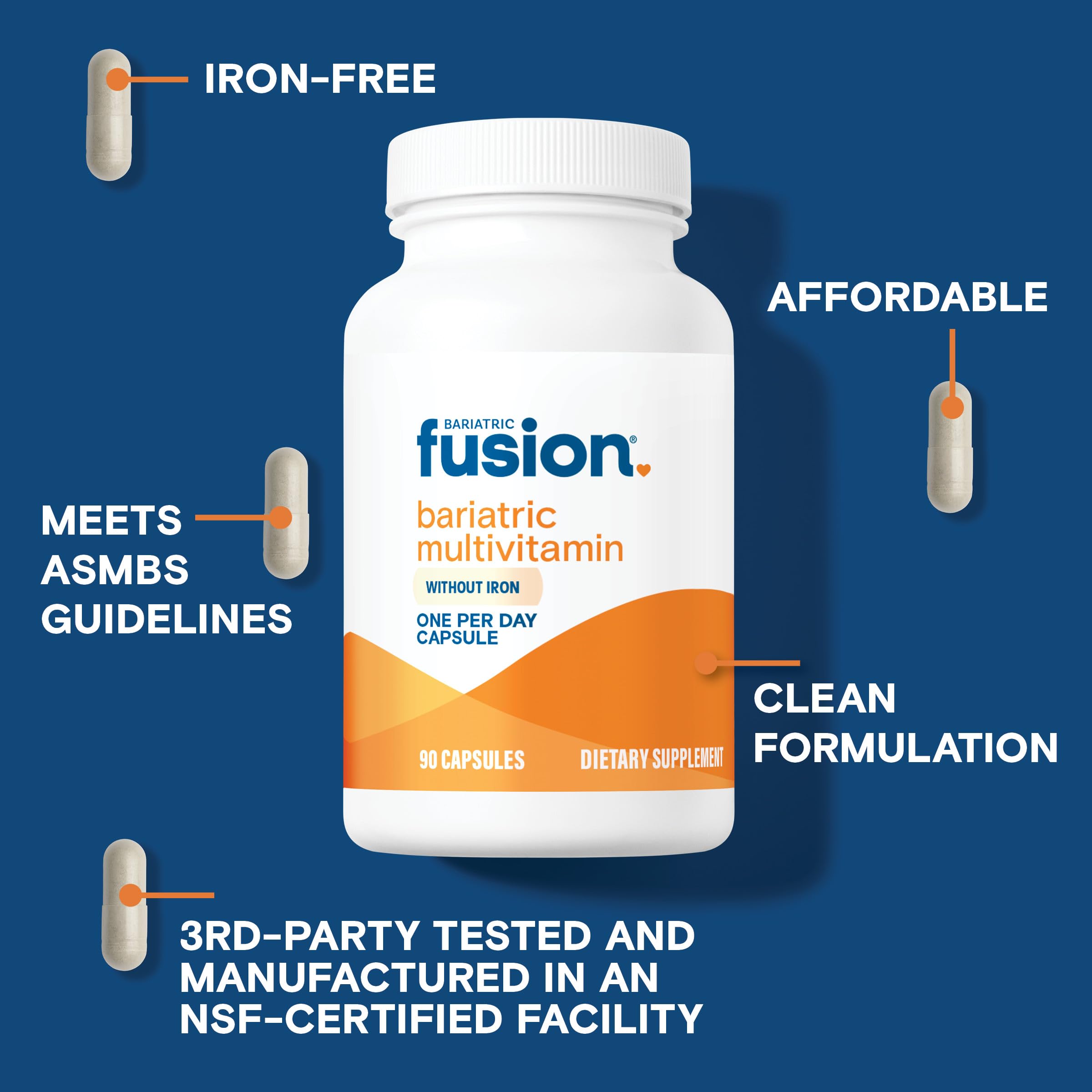 Bariatric Fusion cápsulas en mano para comparar tamaño y facilidad de uso