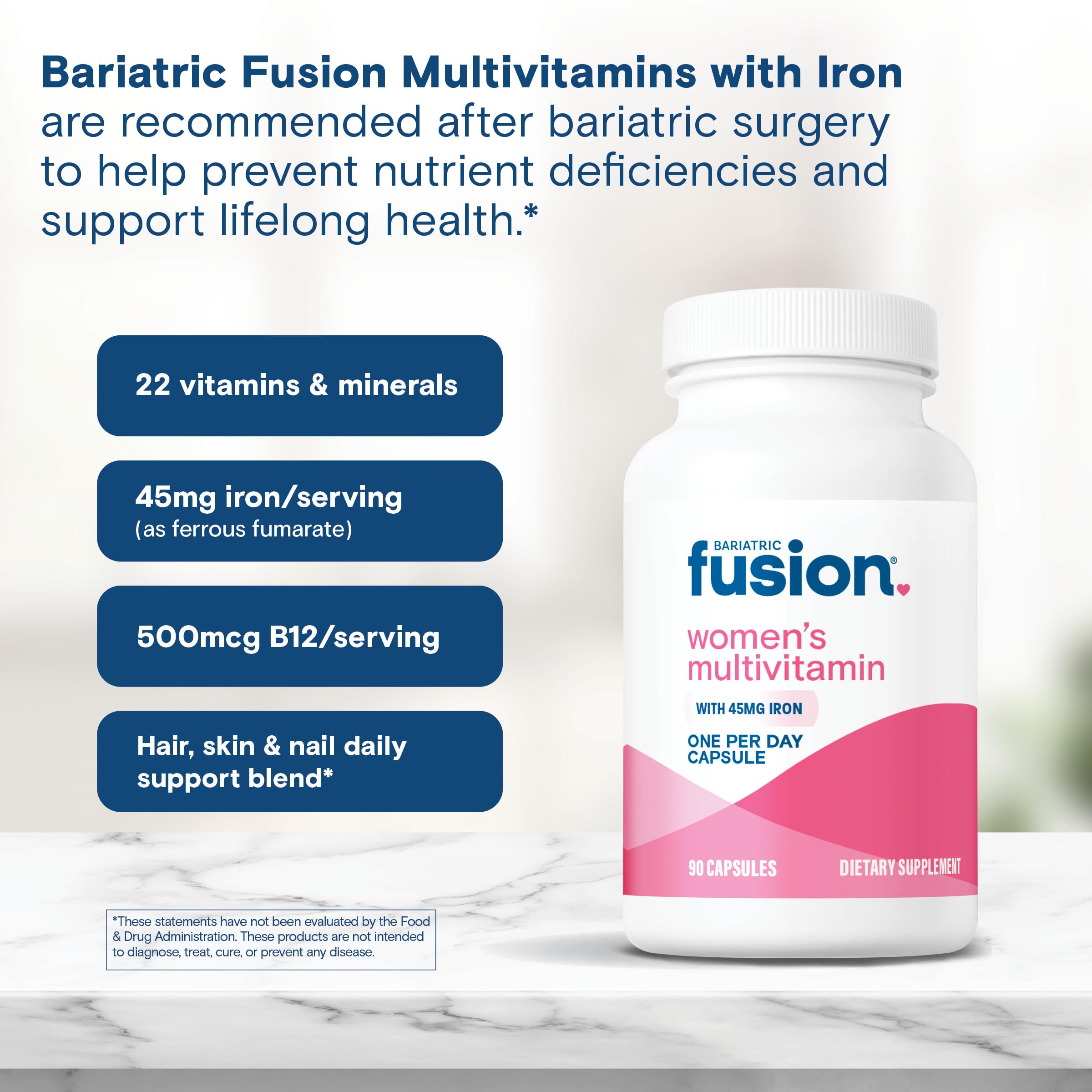 Bariatric Fusion cápsula junto a moneda para apreciar tamaño y dosificación
