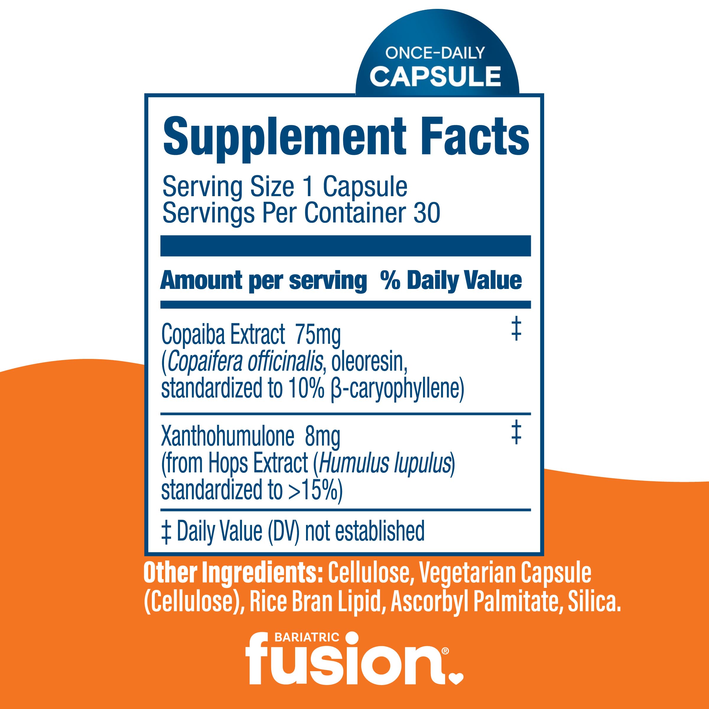 Bariatric Fusion botella con 30 cápsulas para comparación de tamaño