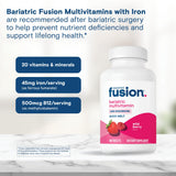 Bariatric Fusion frasco abierto mostrando 60 tabletas listas para uso