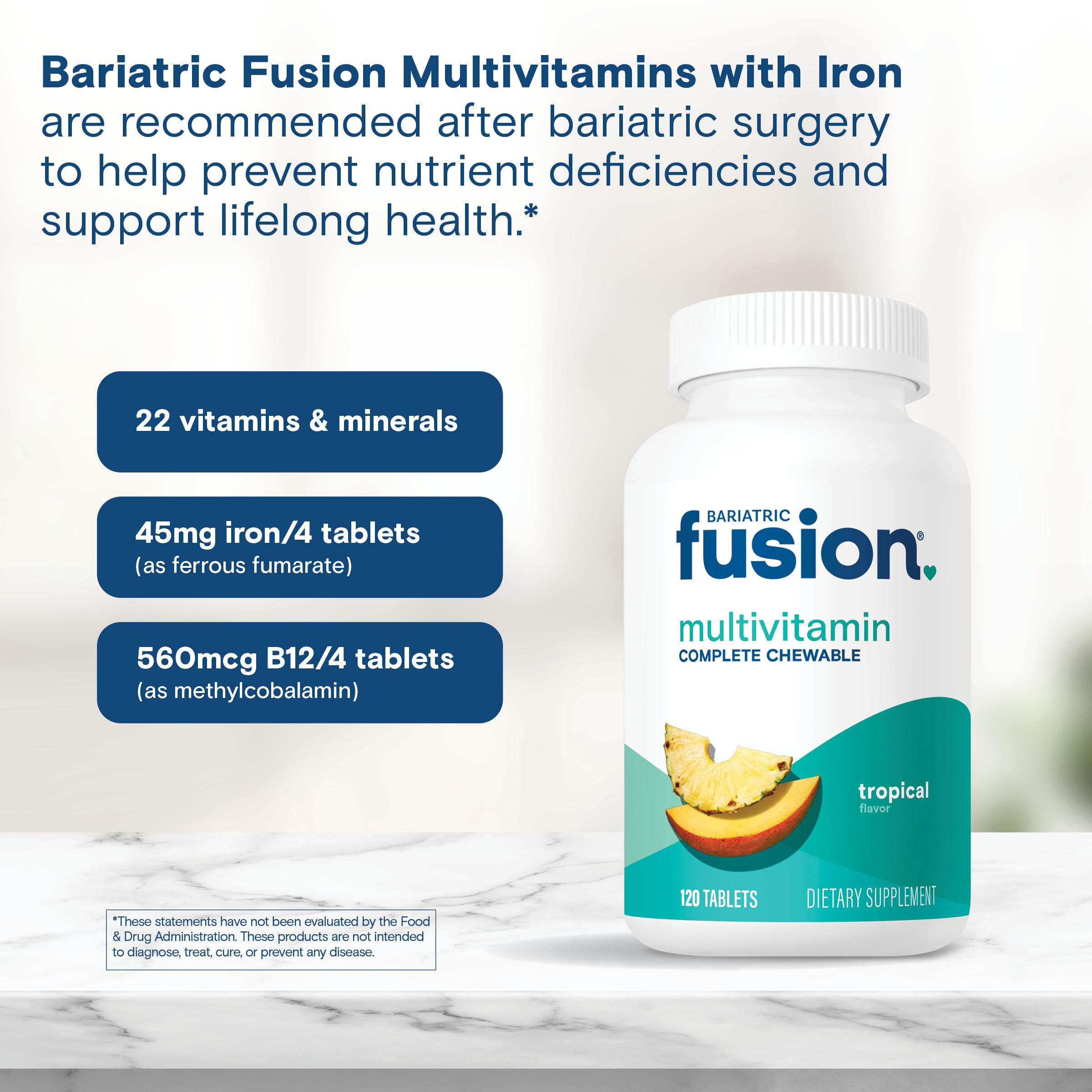 Bariatric Fusion frasco en mano para comparar escala y suministro mensual