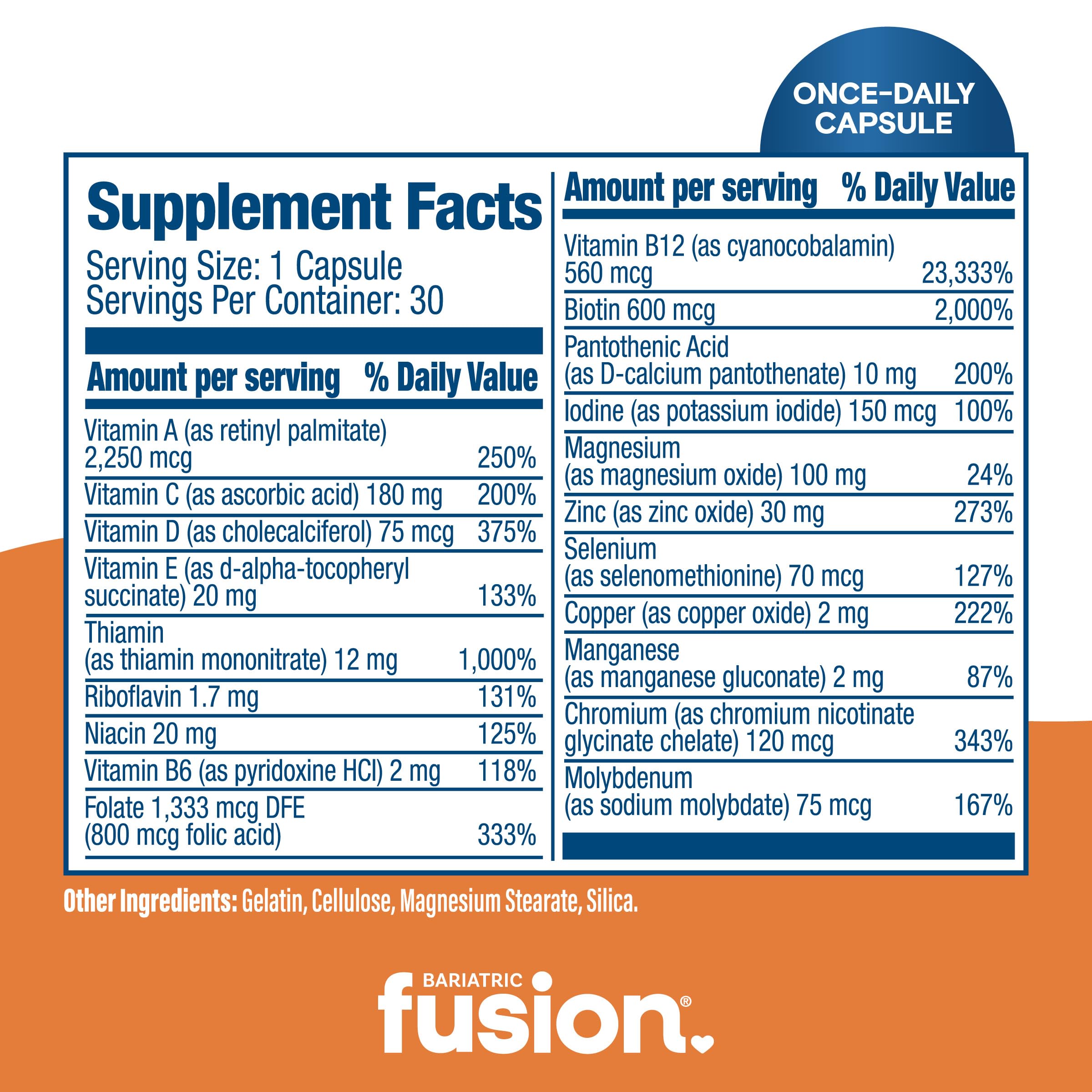 Bariatric Fusion etiqueta nutricional que destaca ingredientes clave