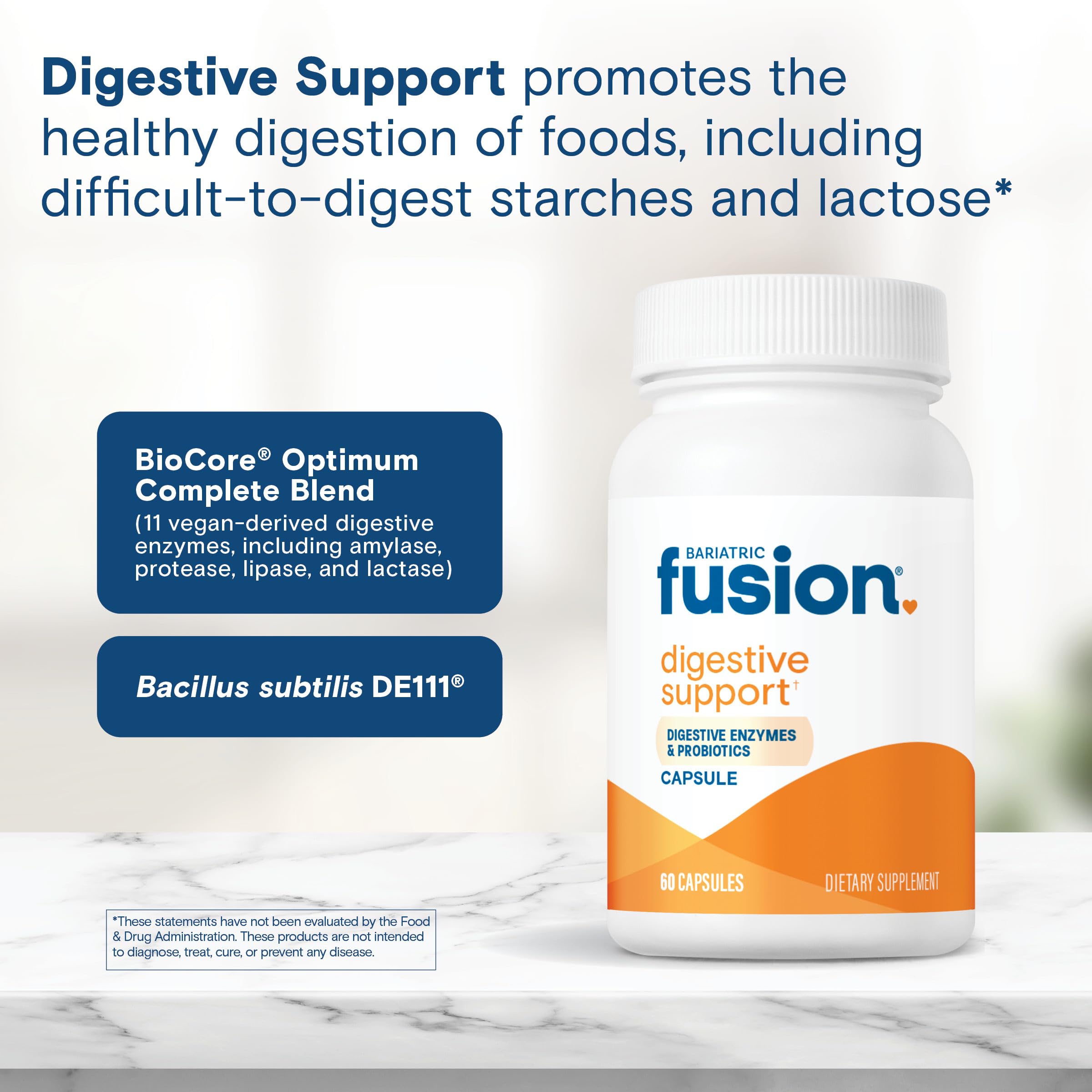 Bariatric Fusion etiqueta de ingredientes que resalta enzimas y probiótico