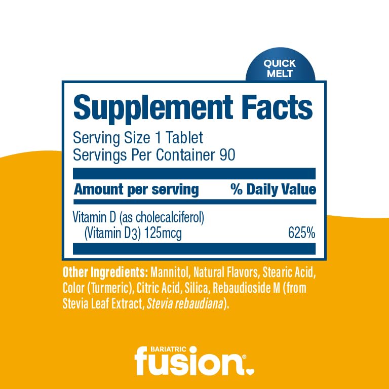 Bariatric Fusion etiqueta legible con información de 5000 IU y ingredientes