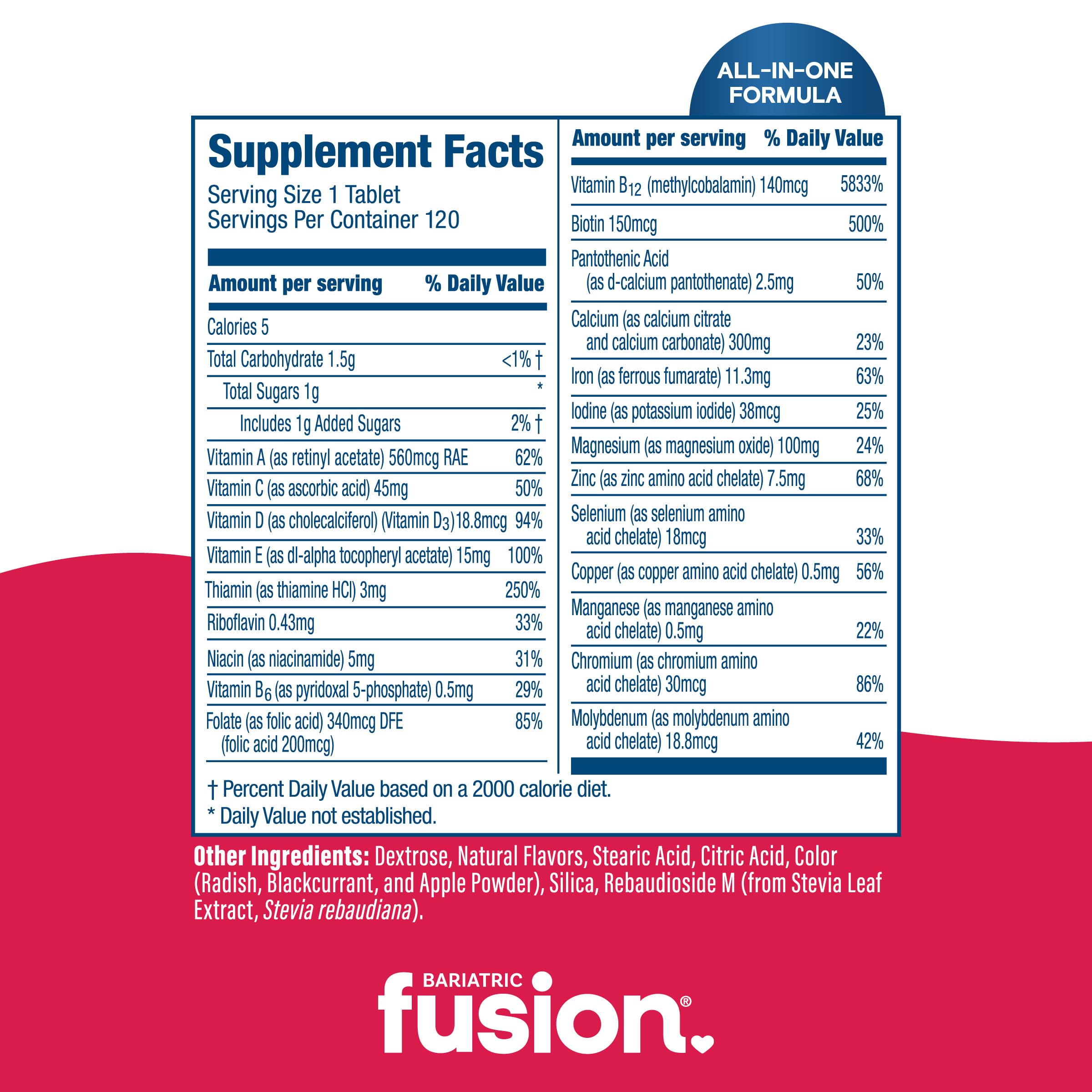 Bariatric Fusion etiqueta con lista de nutrientes esenciales visible