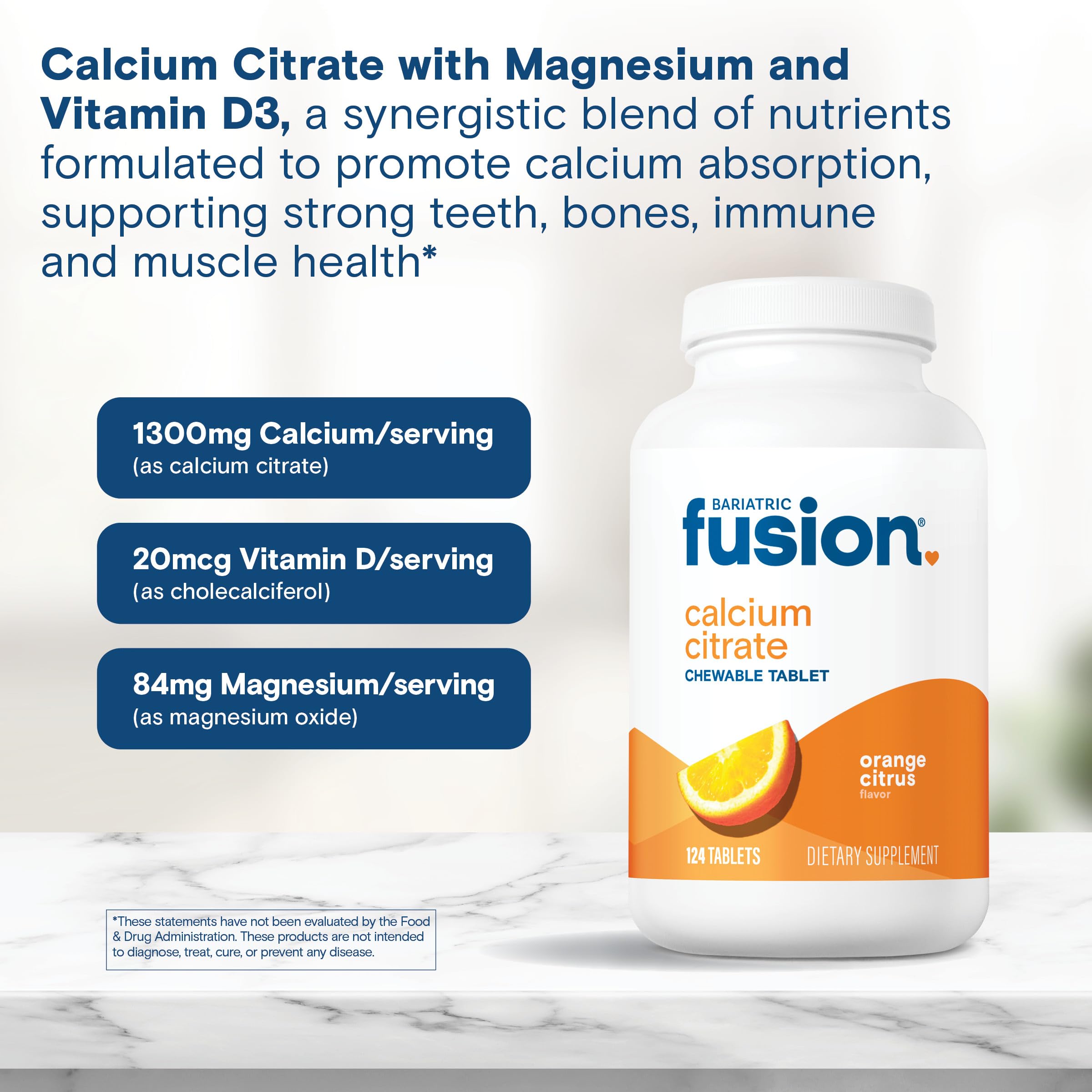 Bariatric Fusion etiqueta nutricional con información de calcio, magnesio y vitamina D