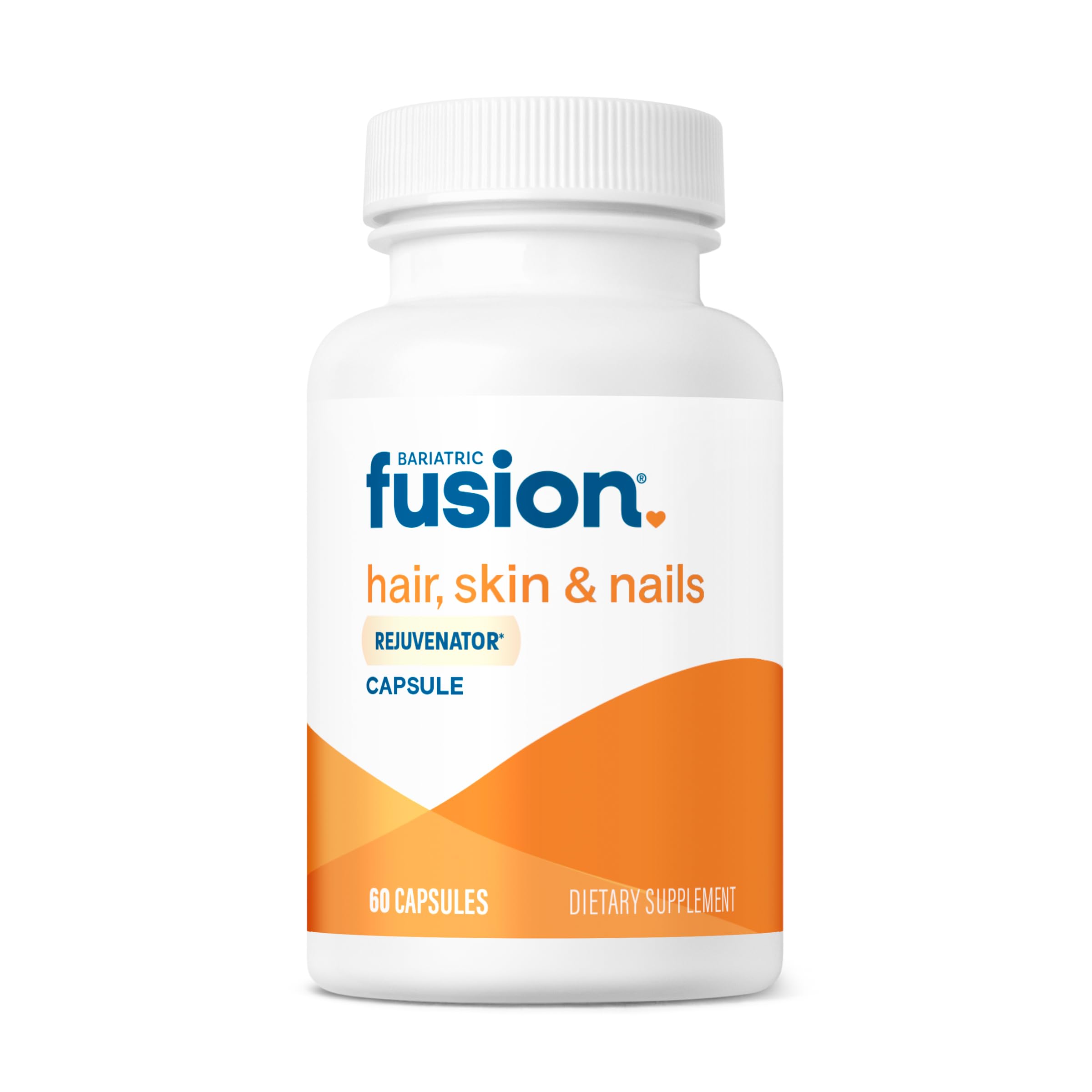 Bariatric Fusion frasco frente mostrando la marca y beneficio de apoyo capilar