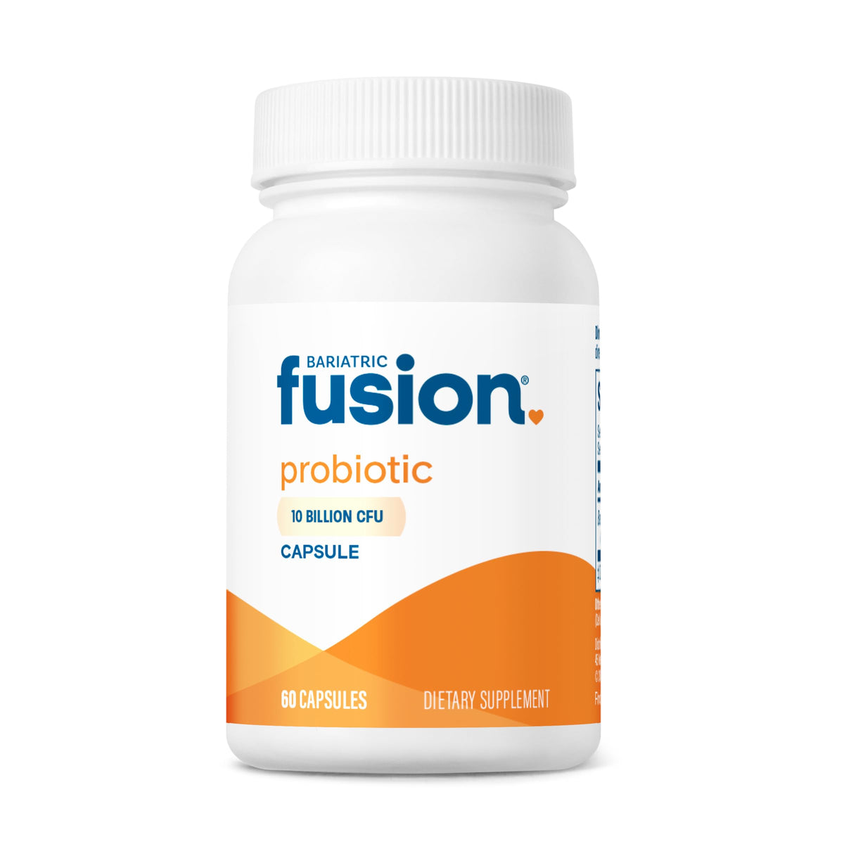 Bariatric Fusion envase frontal mostrando 60 cápsulas, fácil de identificar y transportar