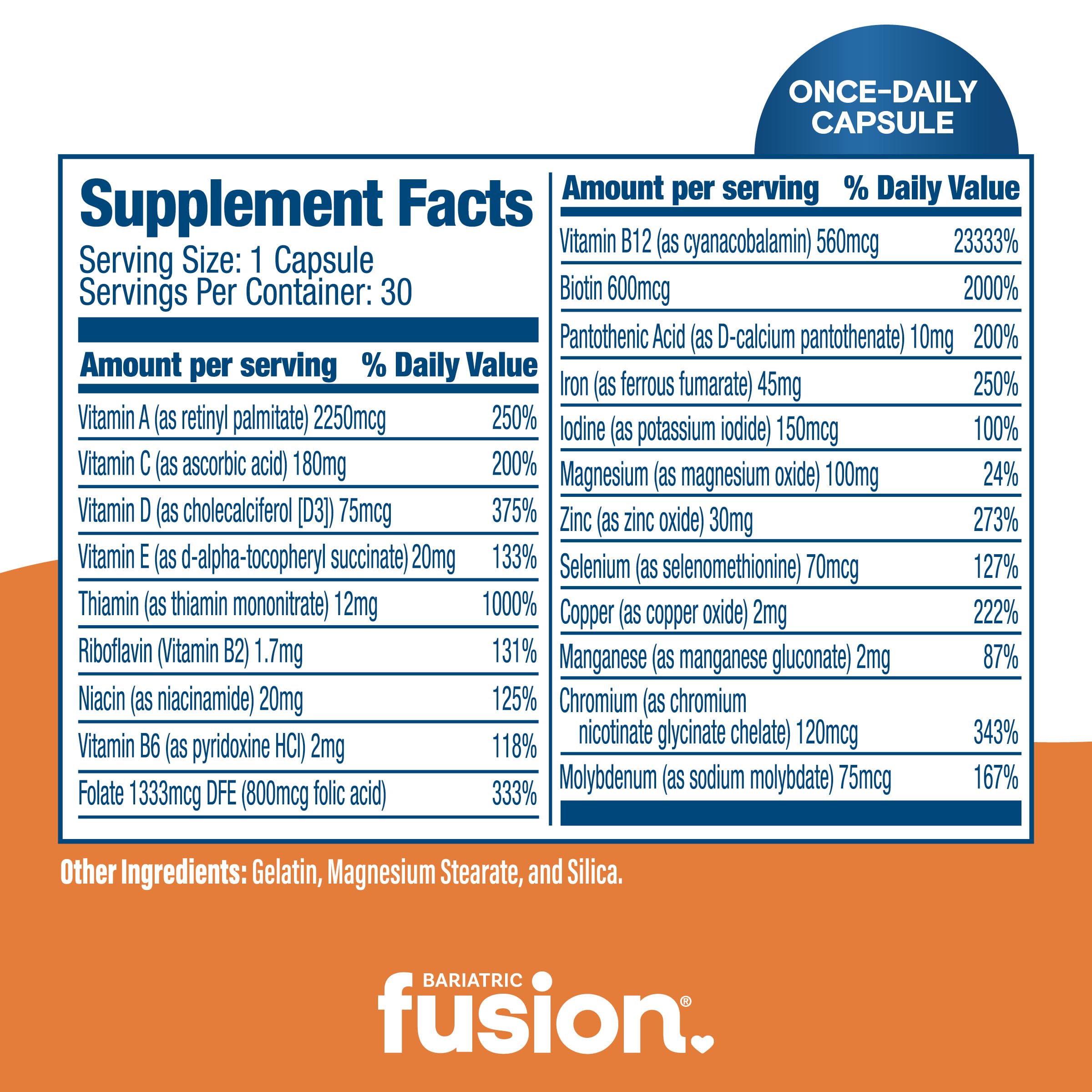 Bariatric Fusion detalle de ingredientes y vitaminas para soporte postoperatorio