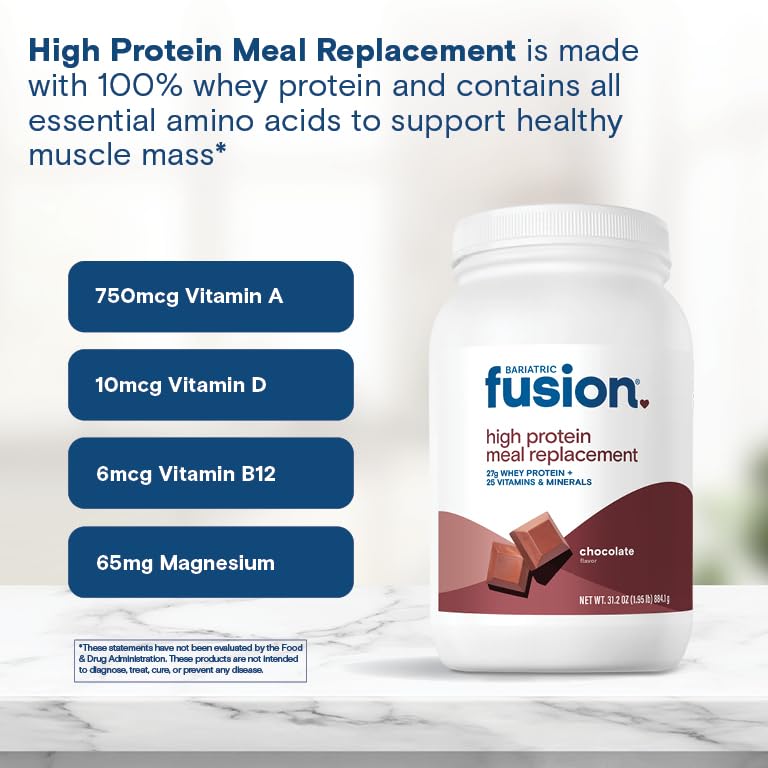 Bariatric Fusion polvo en cuenco con cacao, ingrediente de calidad visible