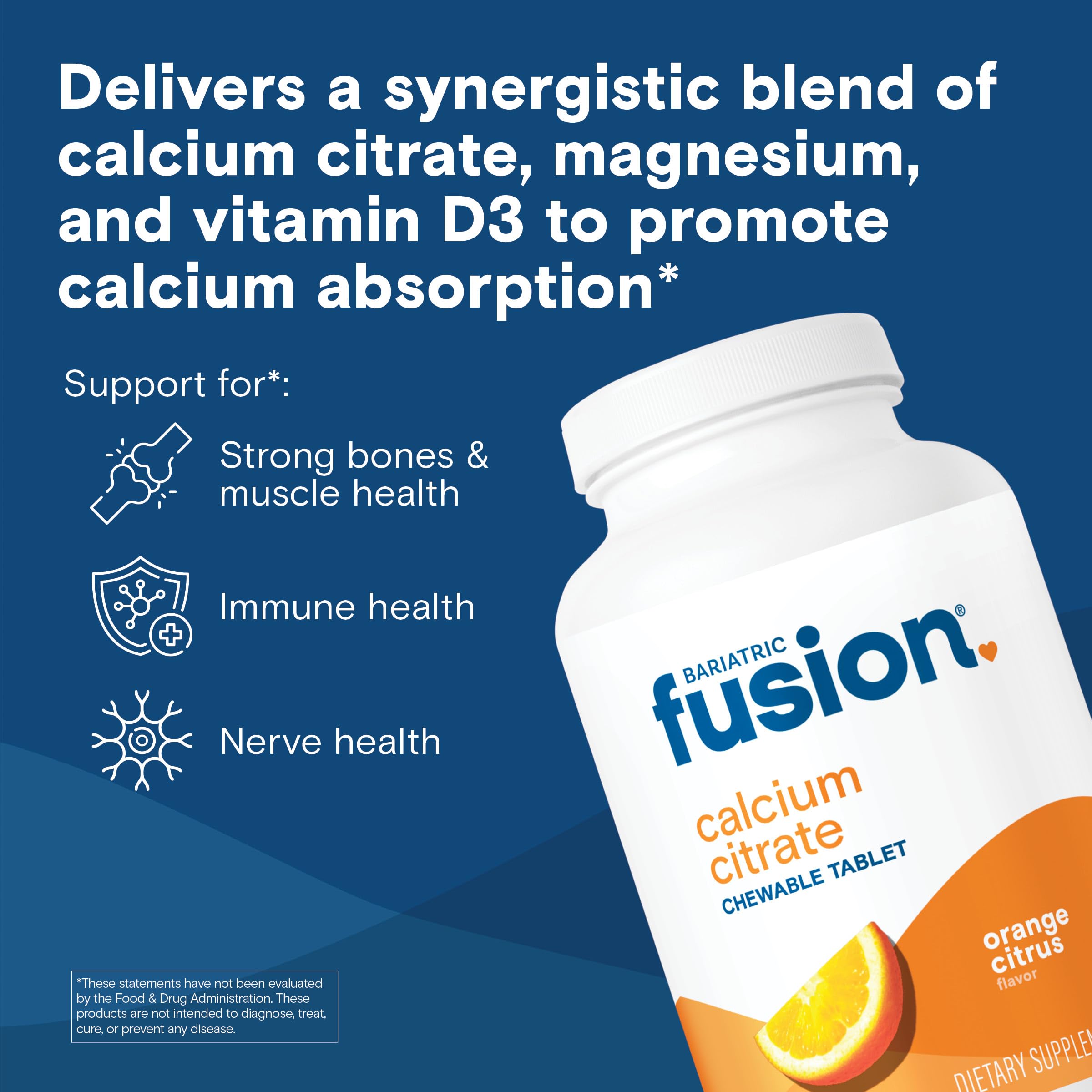 Bariatric Fusion tabletas masticables apiladas para consumo fácil y sabor naranja