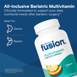 Bariatric Fusion tabletas masticables apiladas que ilustran textura y toma fácil