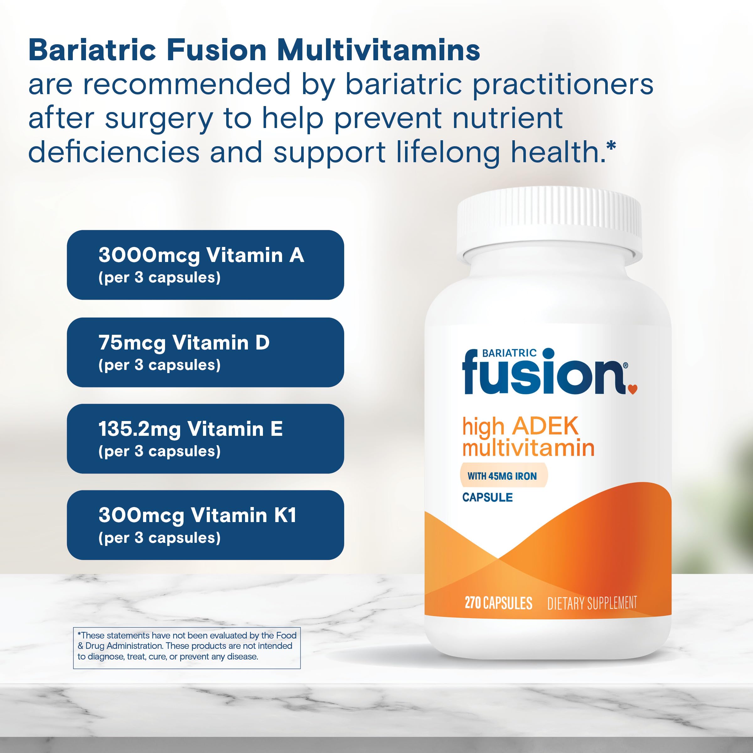 Bariatric Fusion comparación de tamaño para visualizar facilidad al tragar y dosis