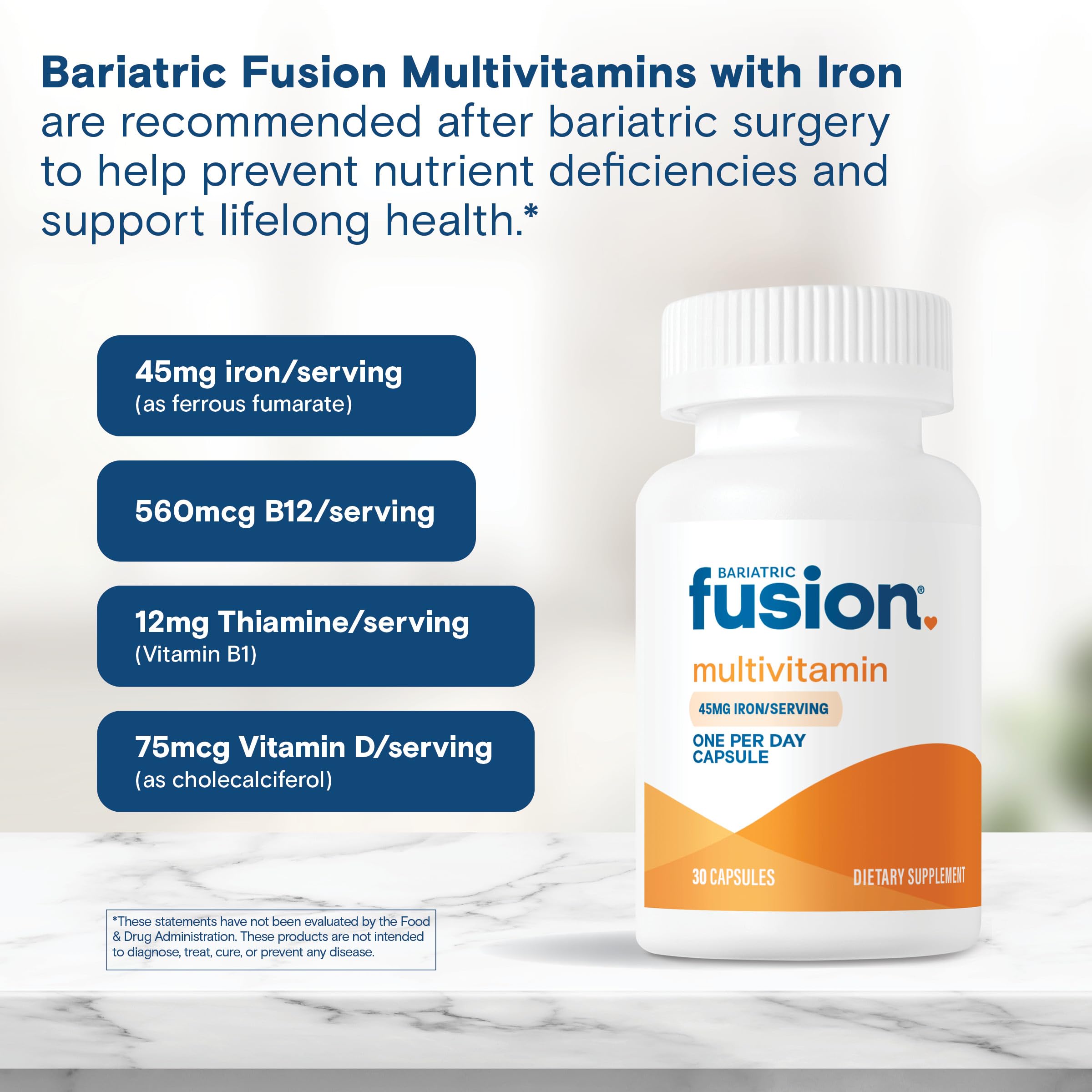 Bariatric Fusion cápsula junto a moneda para comparar tamaño y dosificación