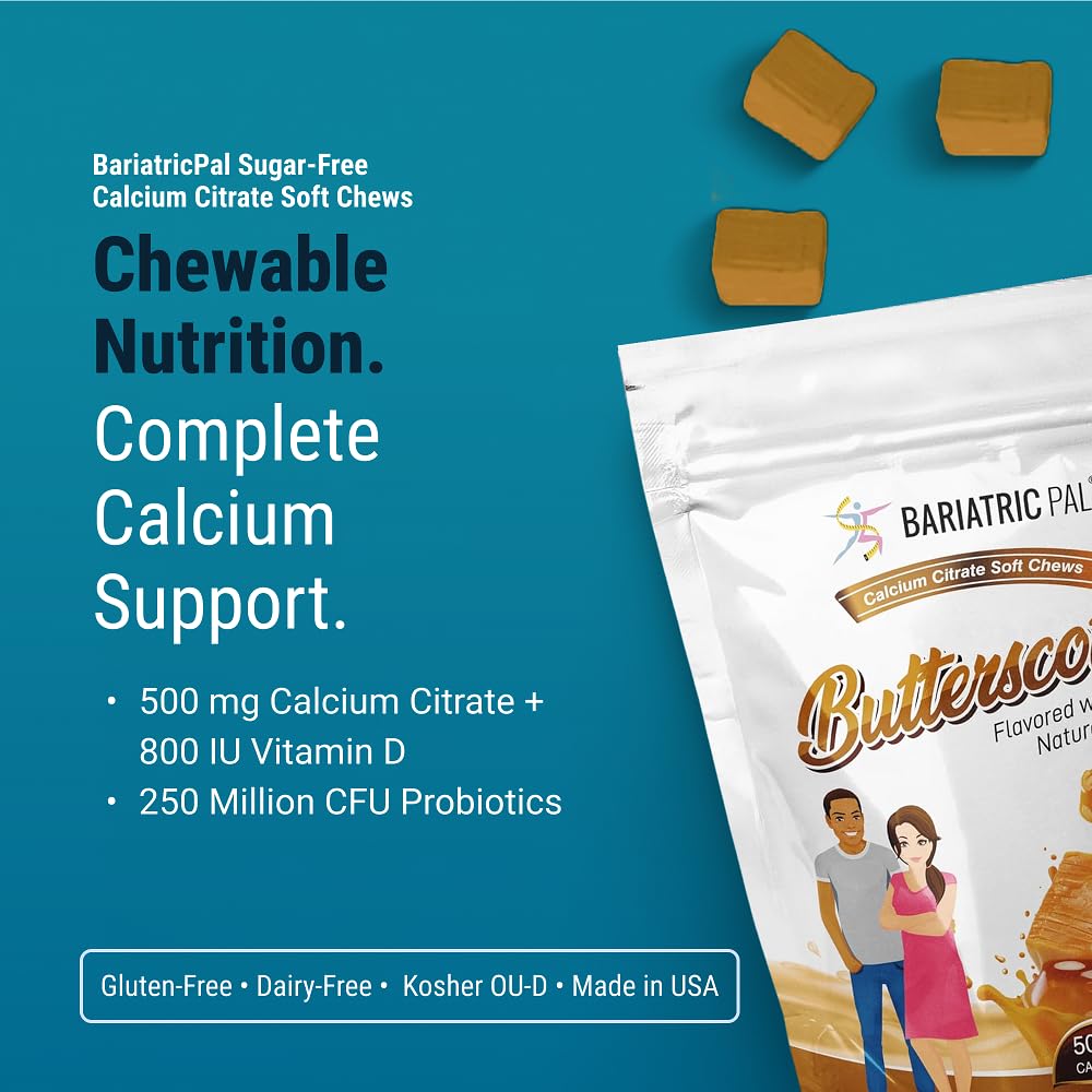BariatricPal masticable butterscotch en detalle con aspecto apetecible
