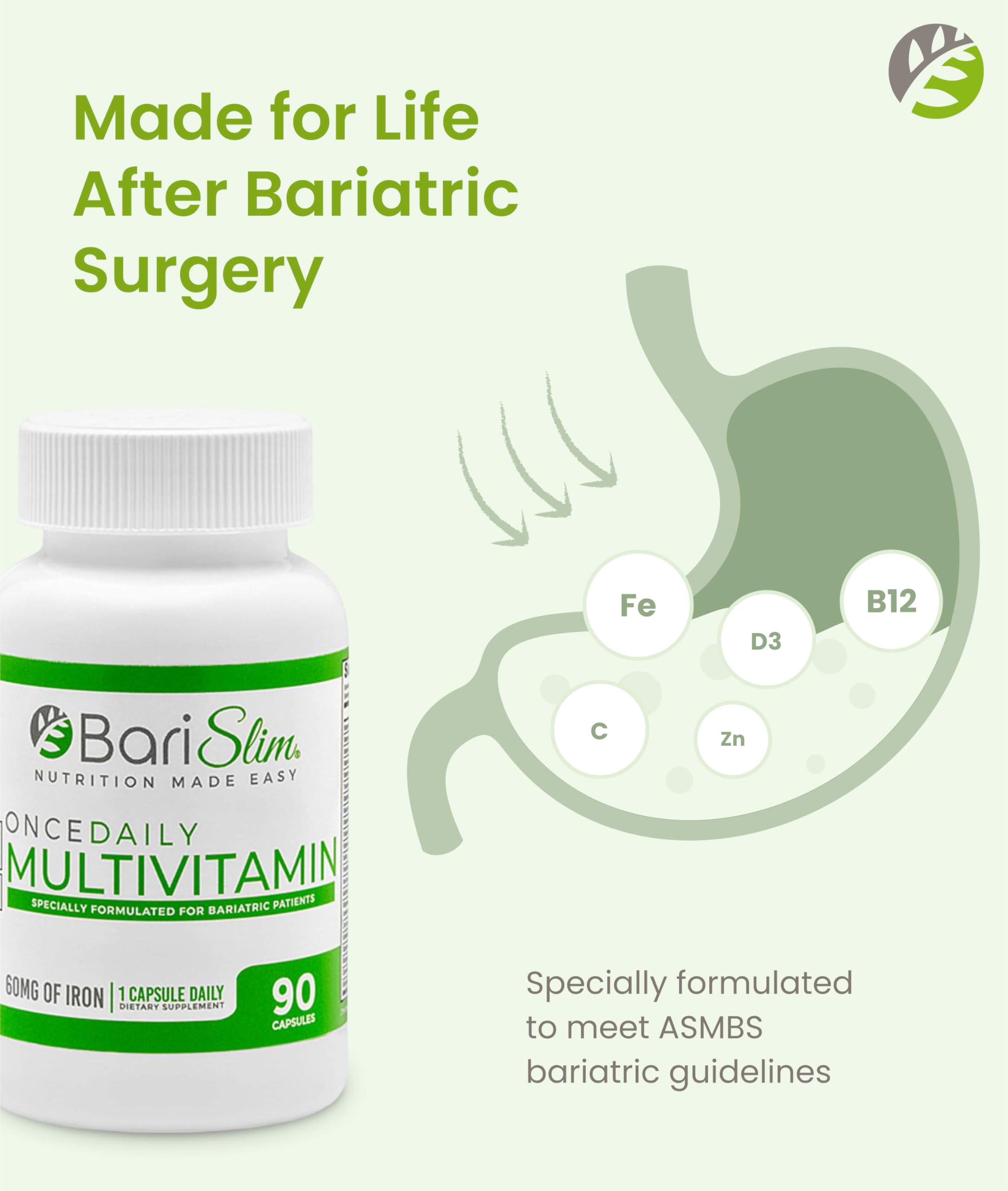 BariSlim detalle del etiquetado con lista de vitaminas y minerales clave