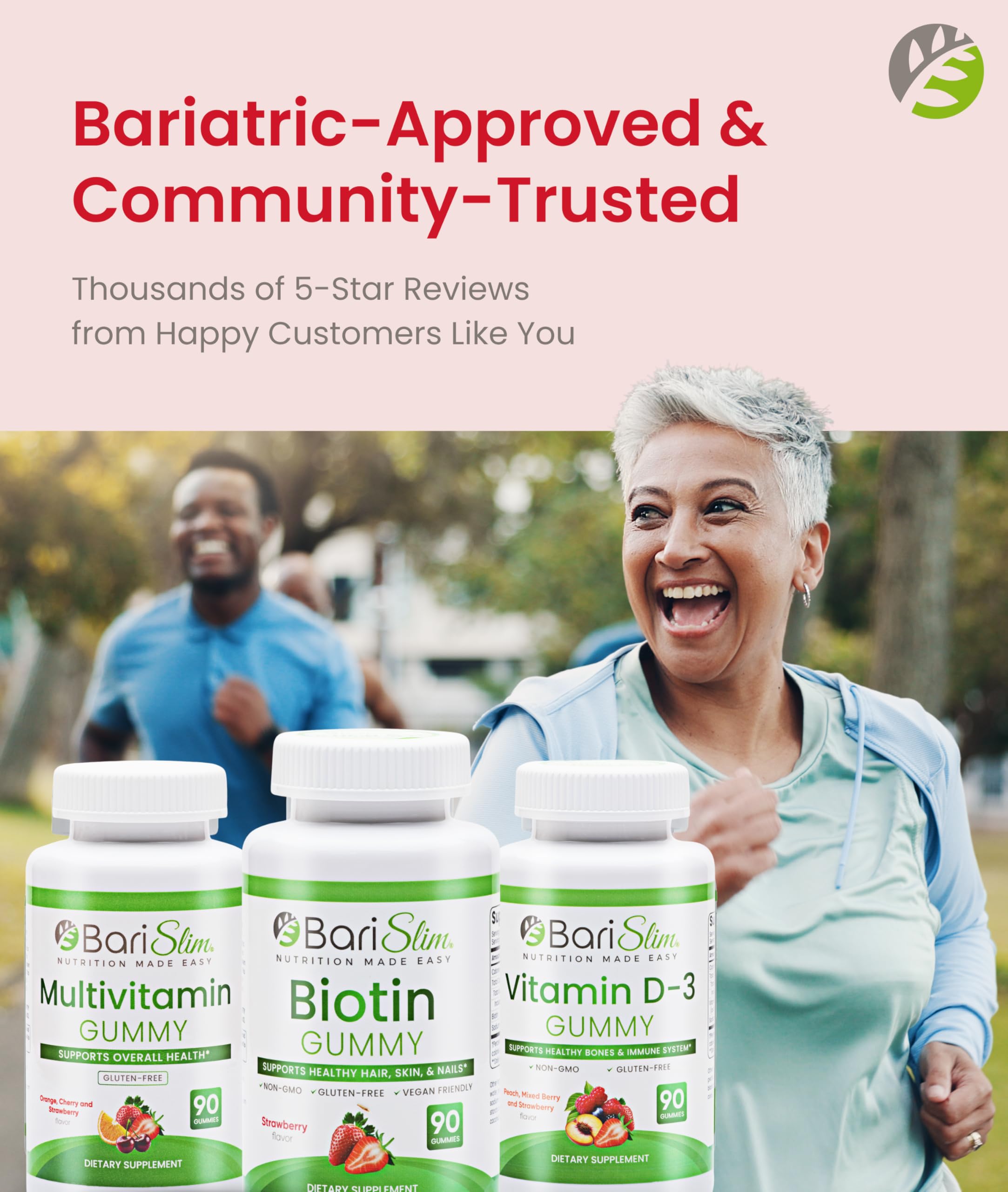 BariSlim ingredientes naturales mostrados, formulación sin azúcares añadidos