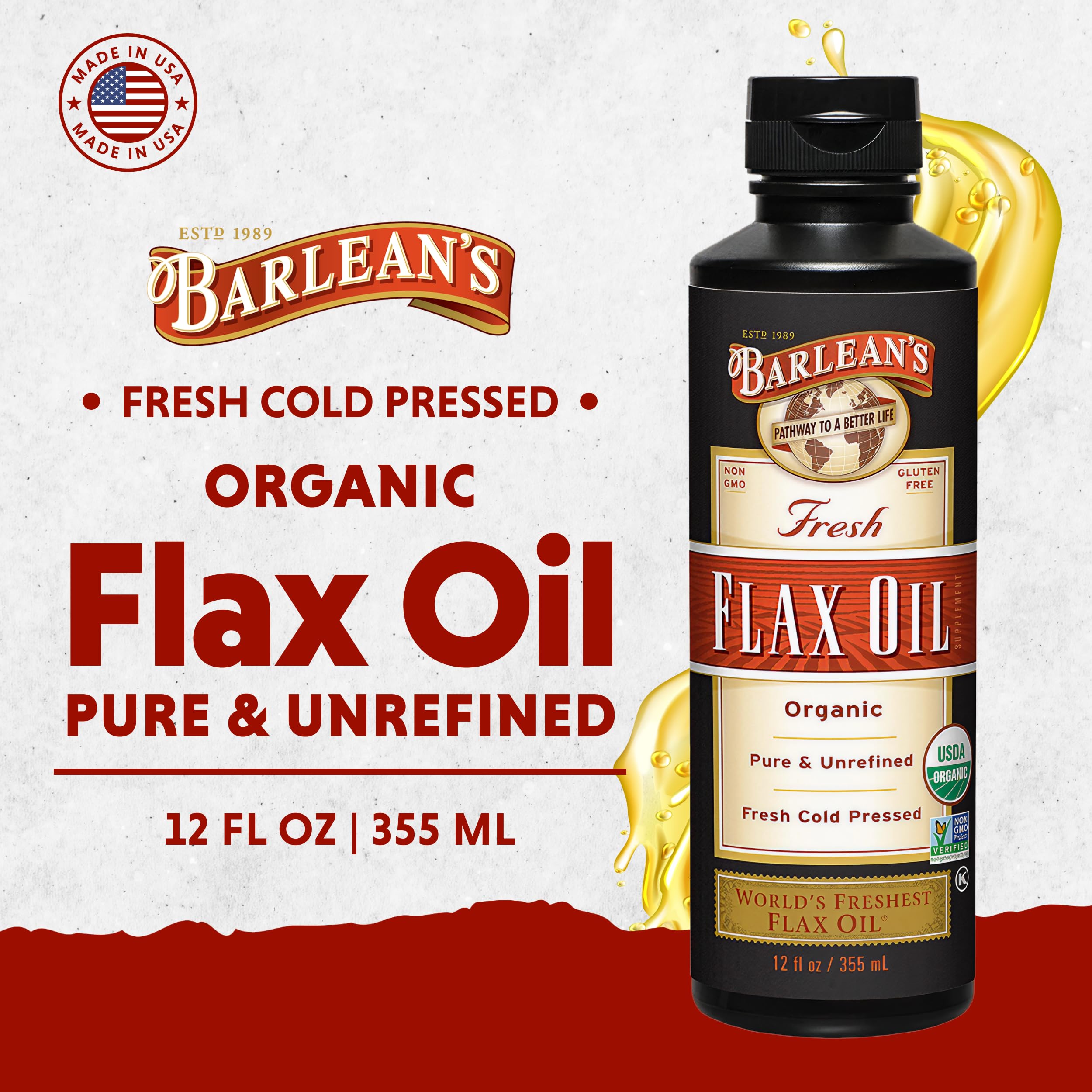 Barlean's aceite en cucharada listo para consumo, uso práctico diario