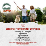 Barlean's etiqueta de ingredientes orgánicos y datos nutricionales legibles