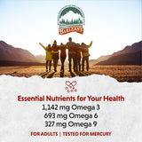 Barlean's etiqueta nutricional en detalle mostrando contenido de 2162 mg de omegas
