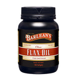 Barlean's frente del envase mostrando 100 softgels y beneficios de omegas