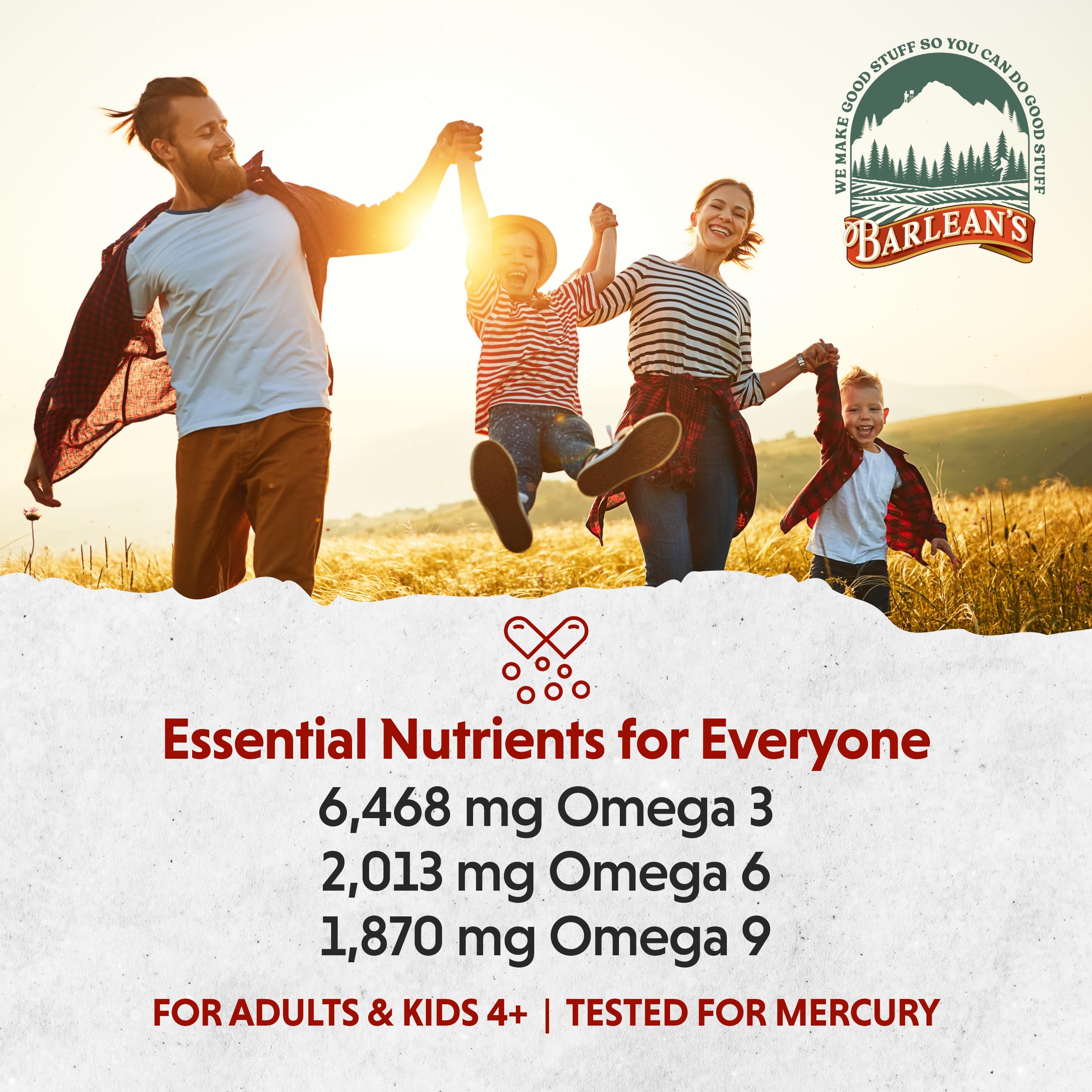Barlean's mezclado en batido de fruta, sabor agradable y práctico
