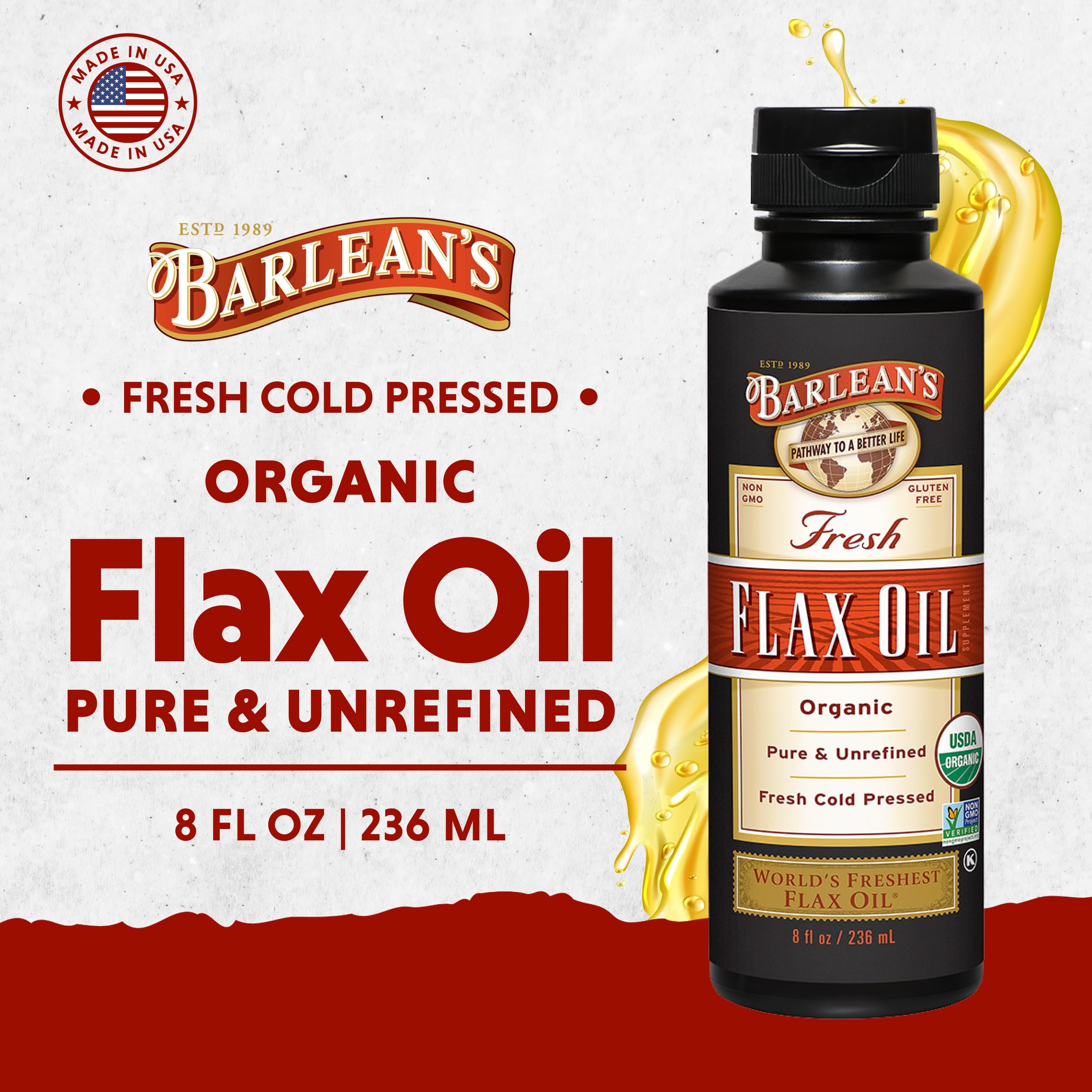 Barlean's vertiendo aceite en cuchara para dosificación práctica