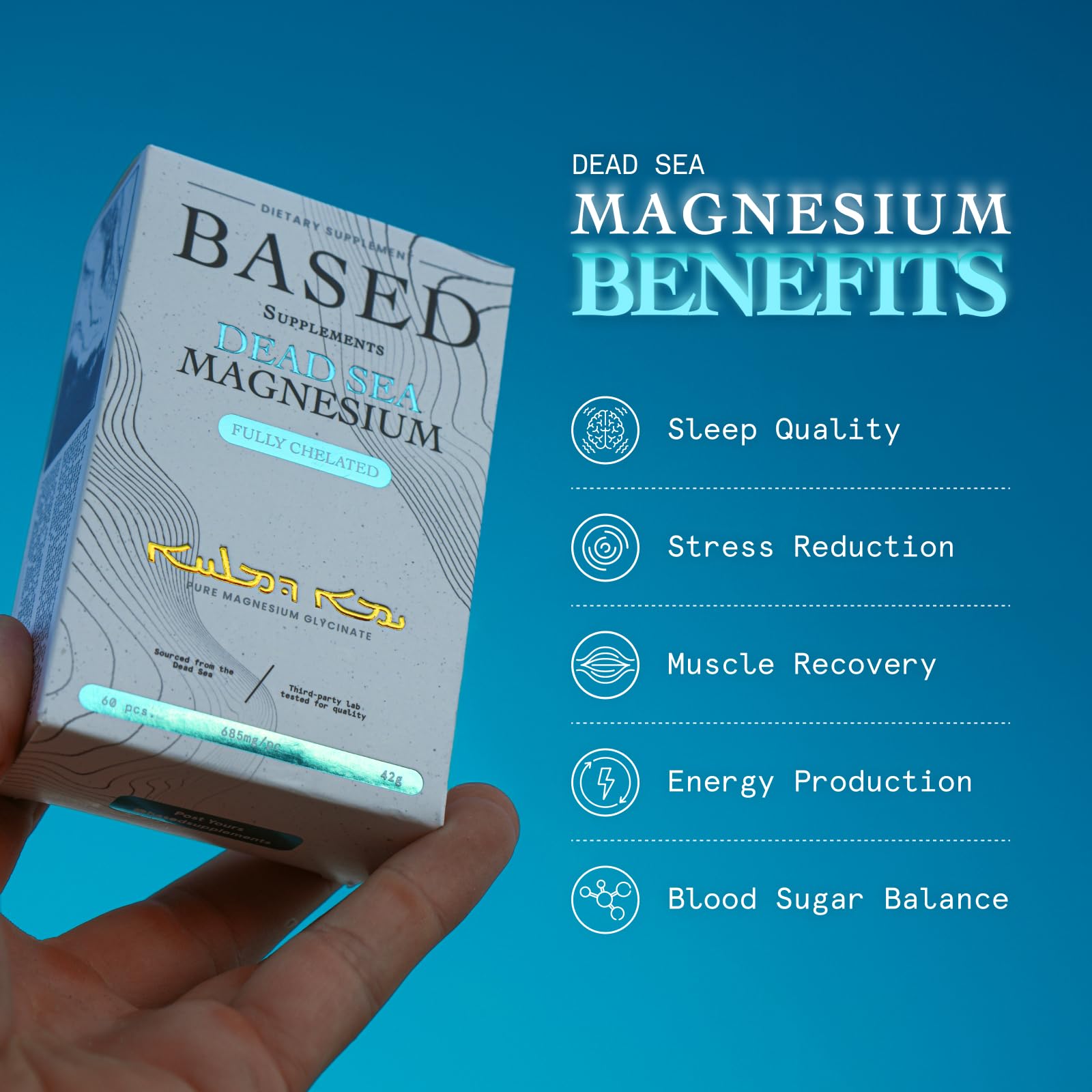 Based Dead Sea Magnesium polvo y textura que sugiere pureza y origen marino