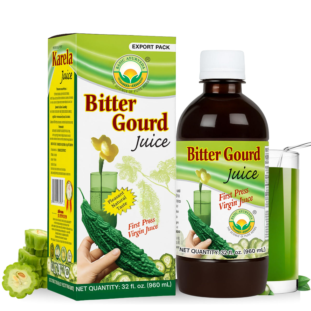Basic Ayurveda botella frente mostrando etiqueta y volumen, fresca y natural