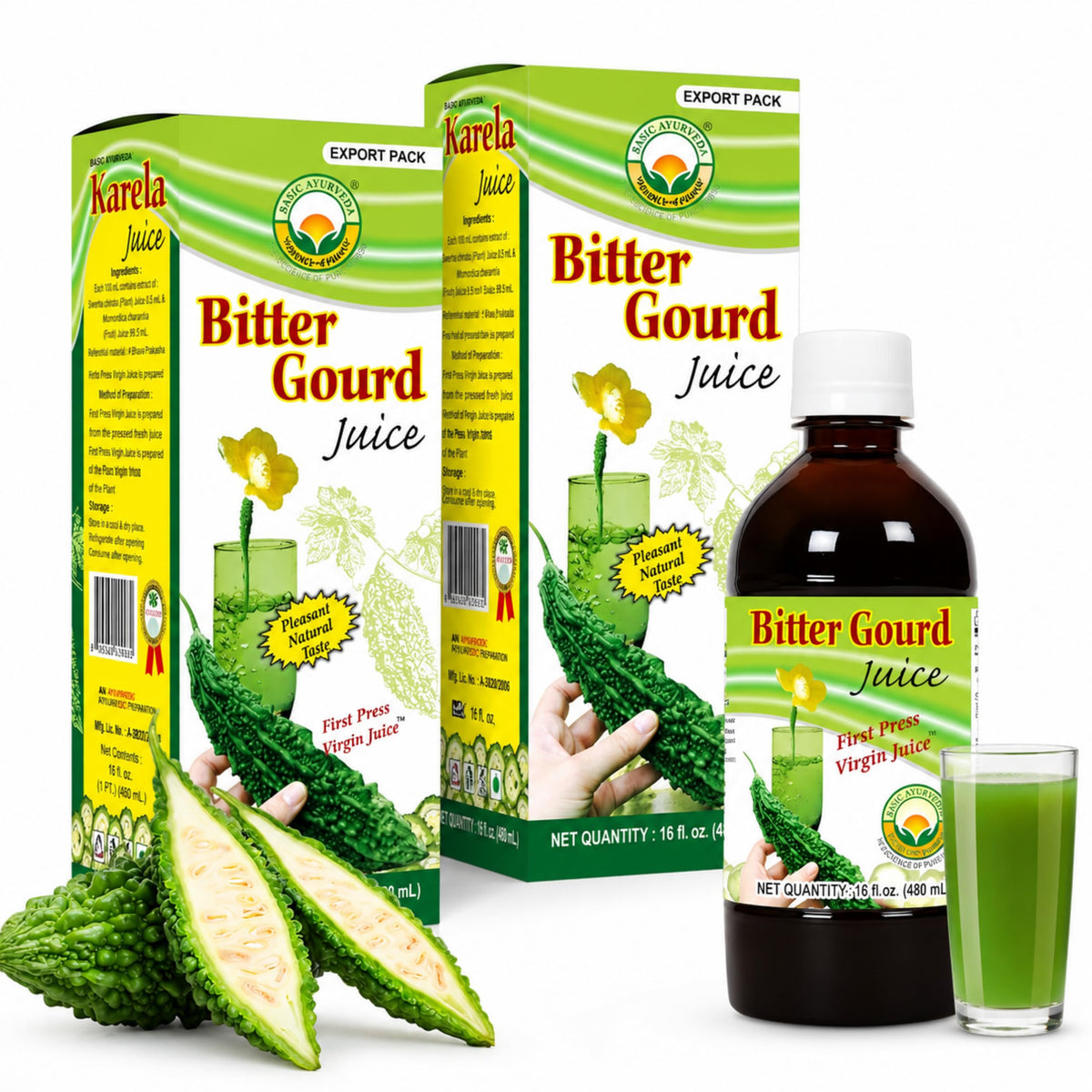 Basic Ayurveda envase frontal mostrando marca y volumen, conveniente para uso diario