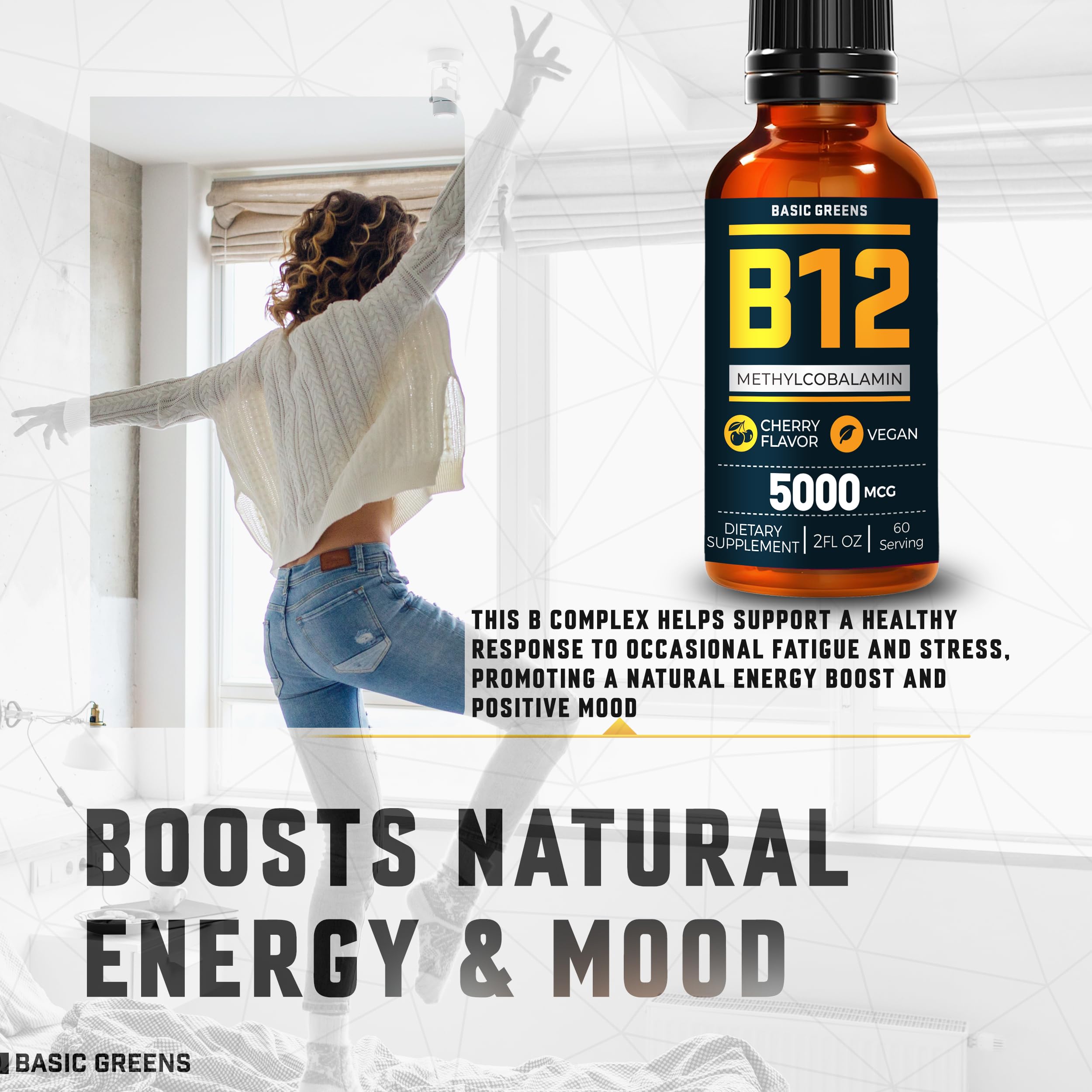 BASIC GREENS empaque trasero con detalles de ingredientes y uso recomendado