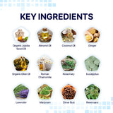 Basic Vigor Migrastil etiqueta con ingredientes botánicos y lema vegano