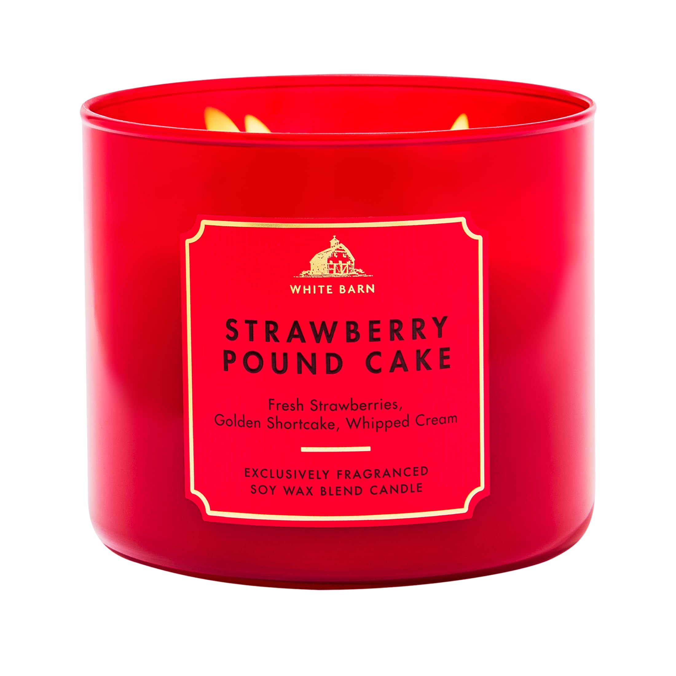 Bath & Body Works vela Strawberry Pound Cake frontal muestra aroma hogareño