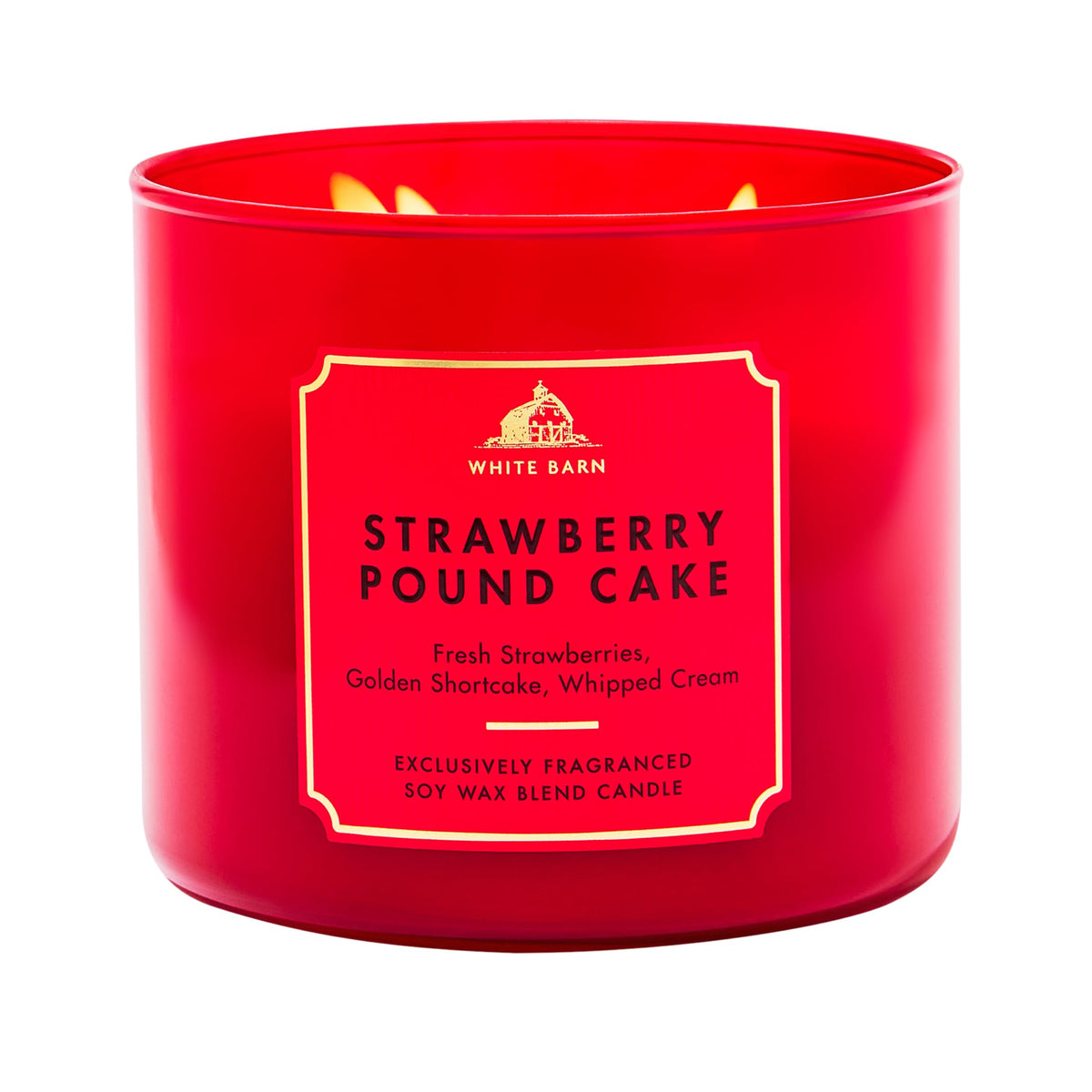 Bath & Body Works vela Strawberry Pound Cake frontal muestra aroma hogareño