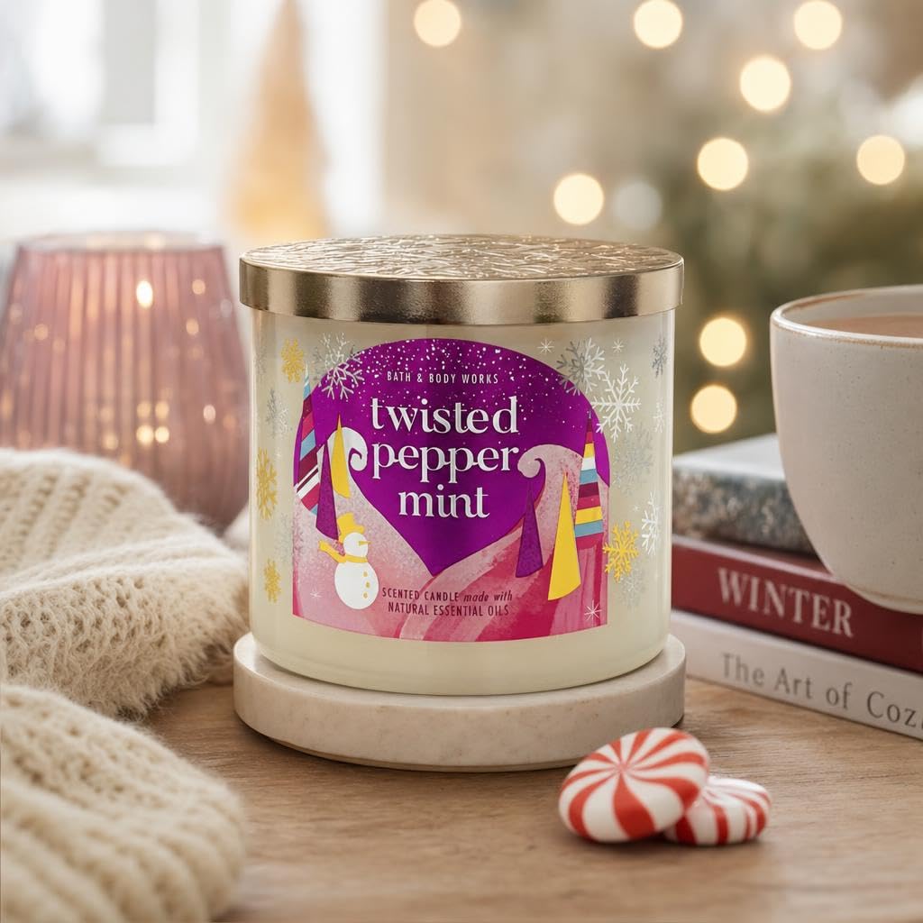 Bath & Body Works tapa y etiqueta de edición navideña destacando diseño