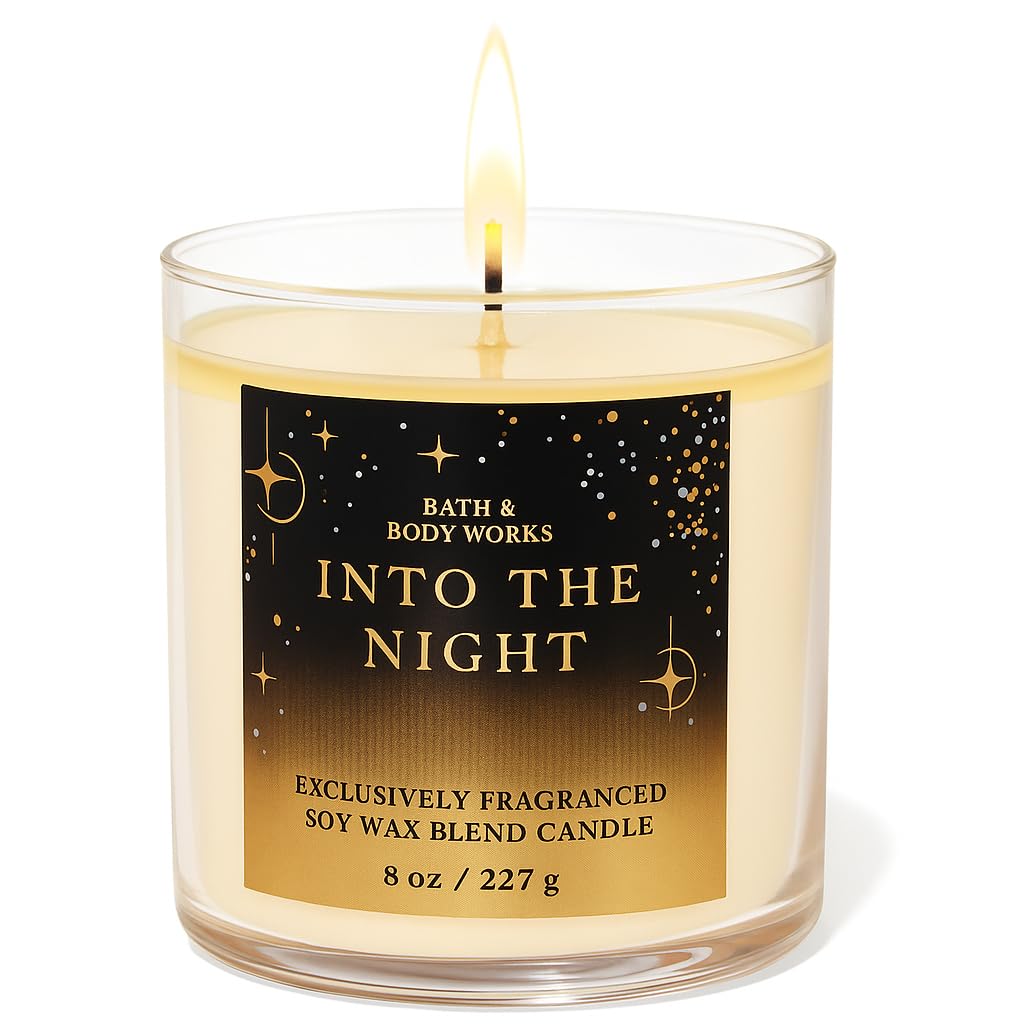 Bath & Body Works frasco frontal de Into The Night mostrando diseño elegante y aroma reconfortante