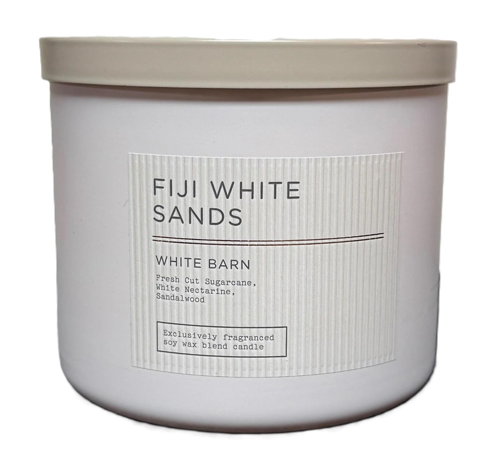 Bath & Body Works vela Fiji White Sands frontal muestra aroma y diseño elegante