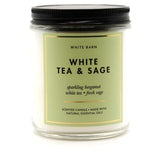 Bath & Body Works vela frontal 7 oz White Tea & Sage muestra diseño elegante y aroma duradero