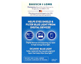 Bausch + Lomb ocuvite envase abierto con cápsulas visibles, dosis diaria clara