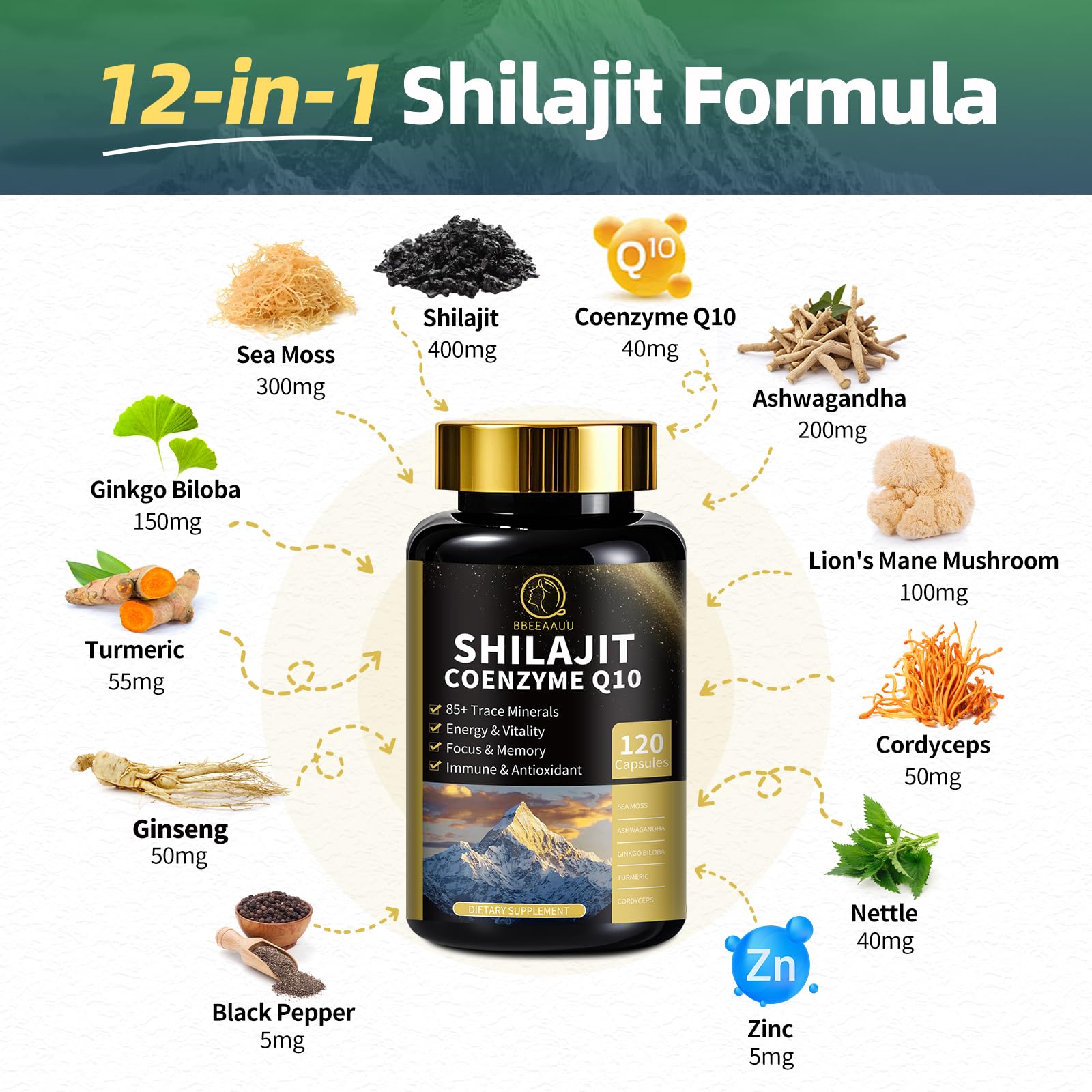 BBEEAAUU primer plano de shilajit en polvo resaltando textura natural