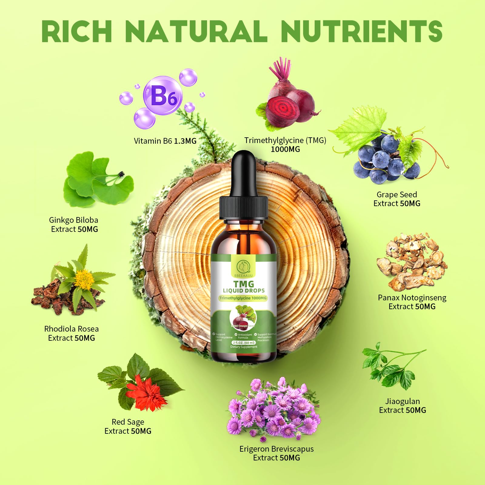 Etiqueta de BBEEAAUU TMG mostrando lista de ingredientes y concentración clara