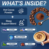 Bcuelov primer plano de reishi y cacao, apoyan calma mental